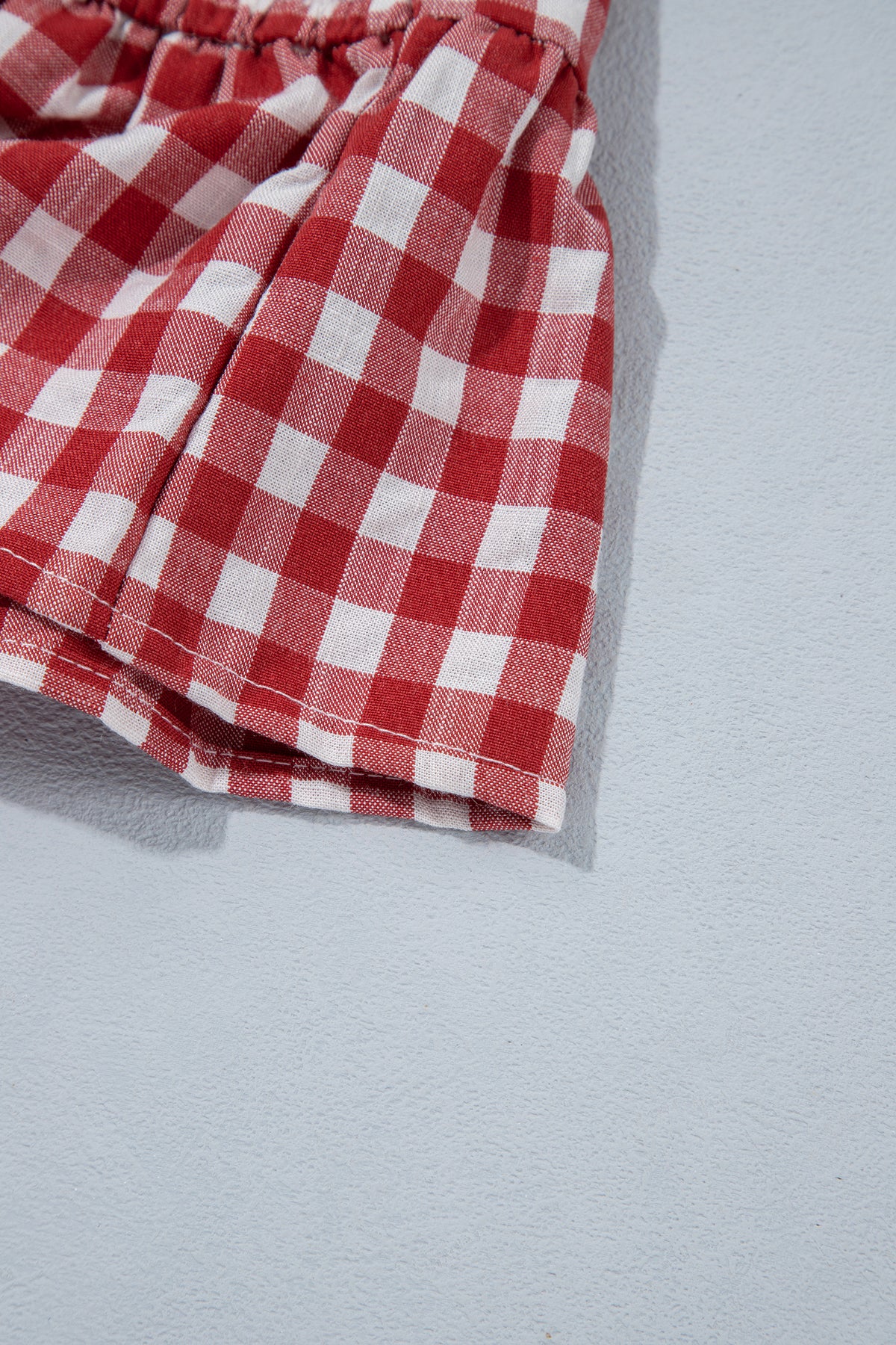 Top Peplum Marrón de Cuadros con Fruncido | Detallia