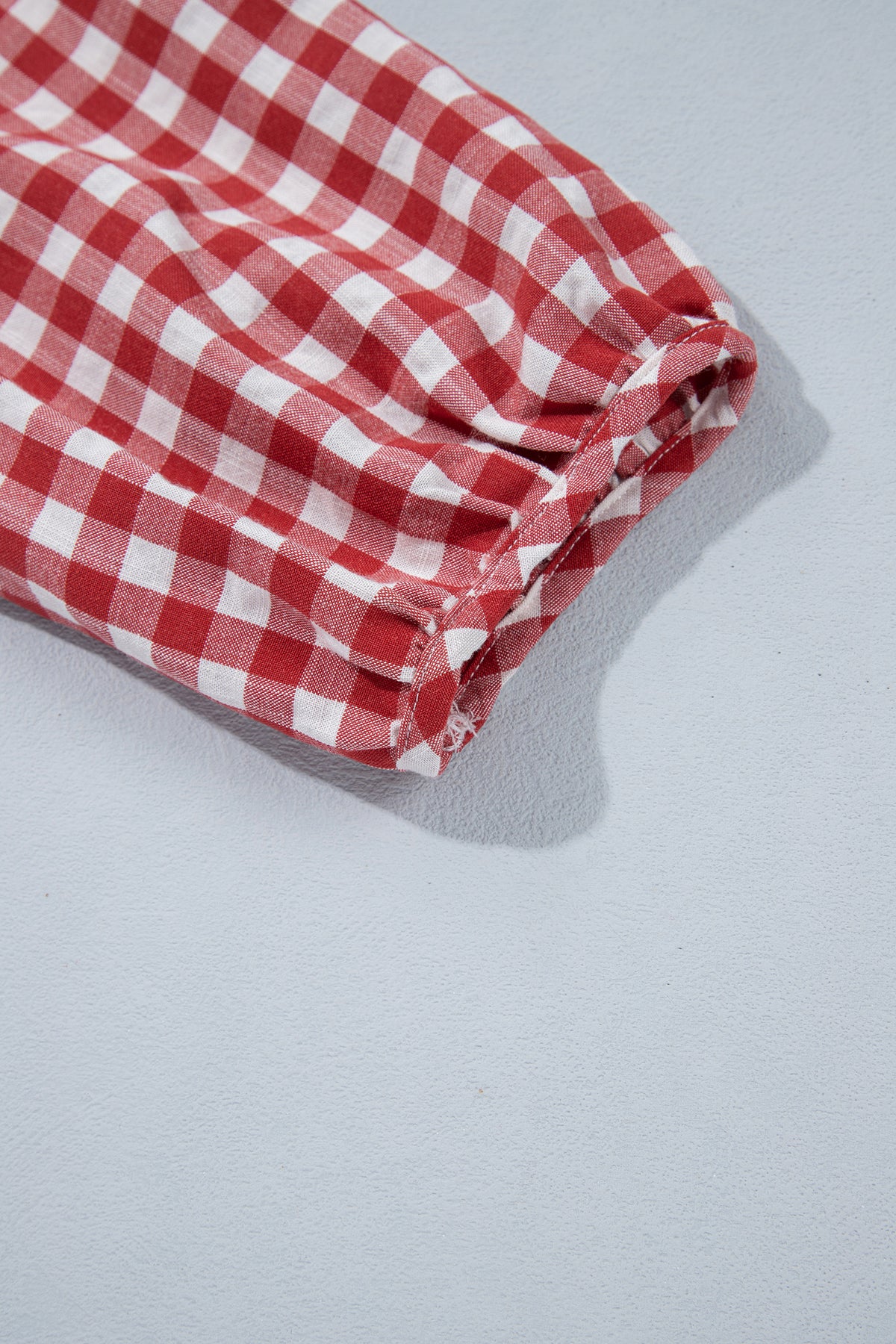 Top Peplum Marrón de Cuadros con Fruncido | Detallia