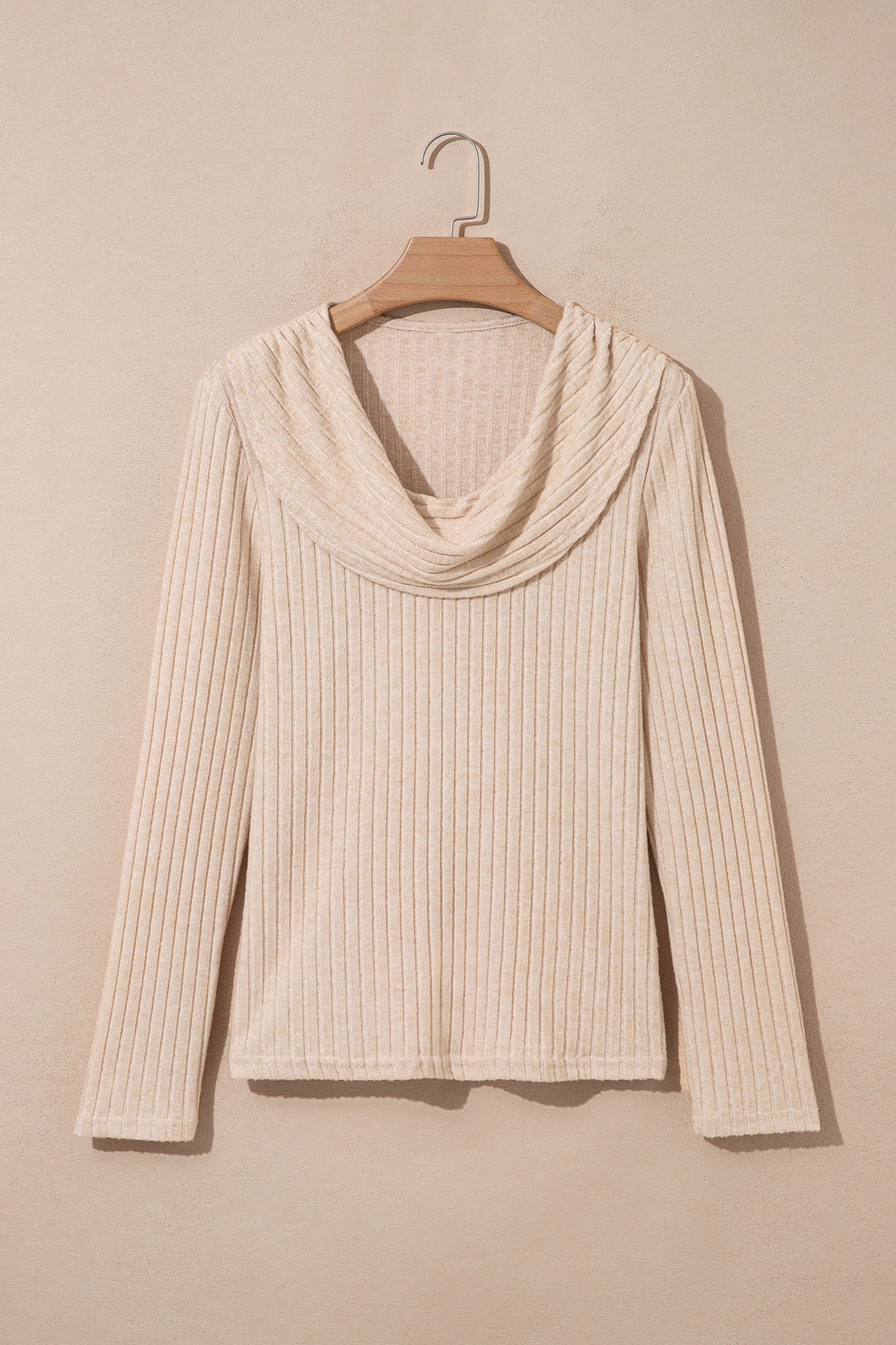 Top Albaricoque de Punto Canalé con Cuello Alto | Detallia