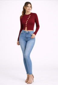 Top Cleo cropped con aberturas - Detallia