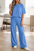 Conjunto Azul Cielo de Camiseta Oversize y Pantalón con Bolsillos | Detallia