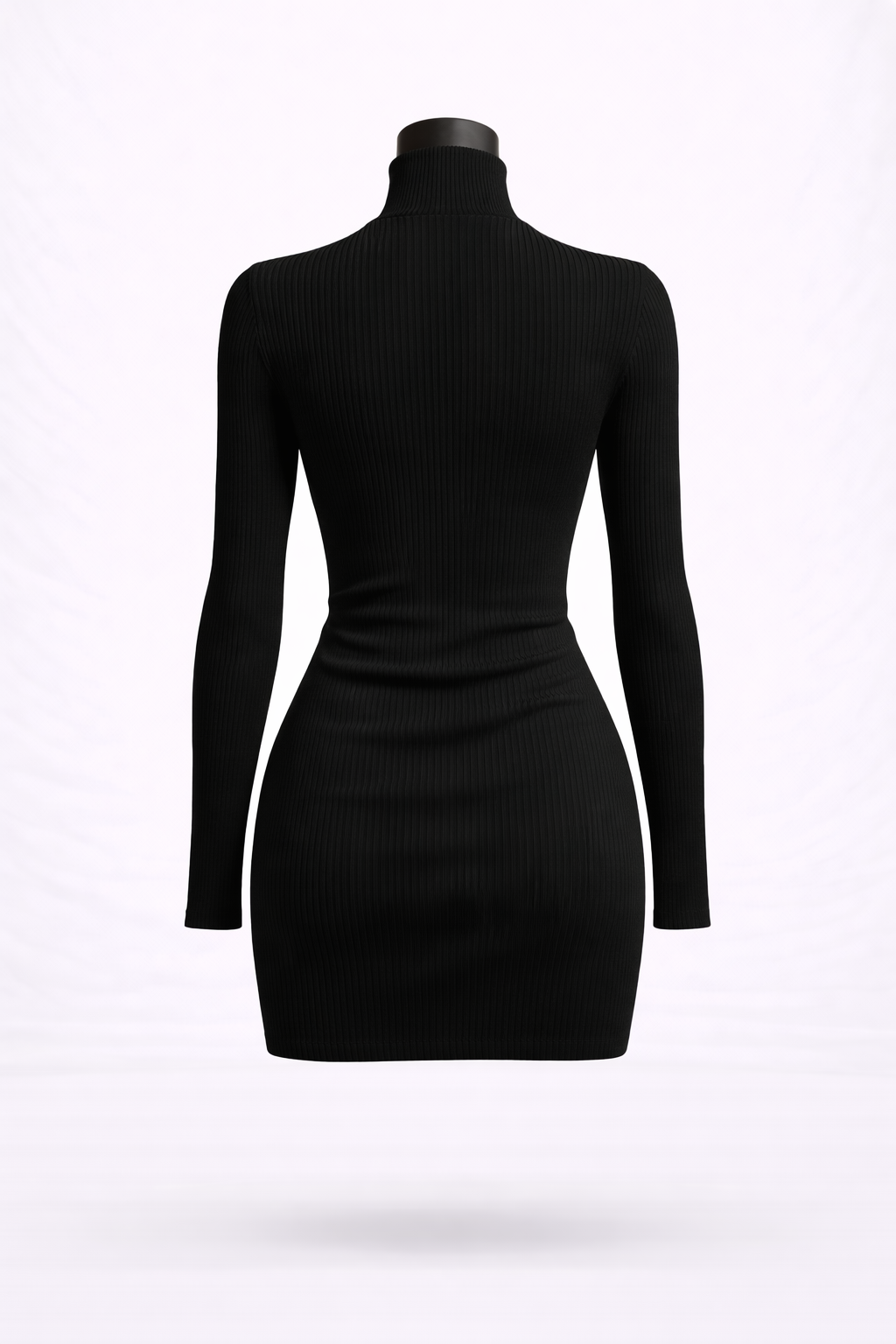 Vestido Marilù de Punto Acanalado con Cuello Alto | Detallia