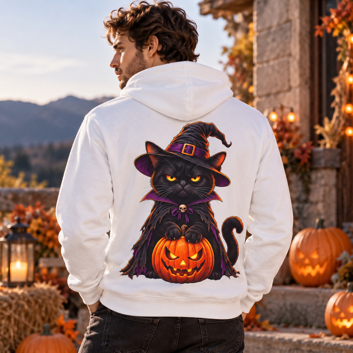 Sudadera Gato Brujo de Halloween | Detallia