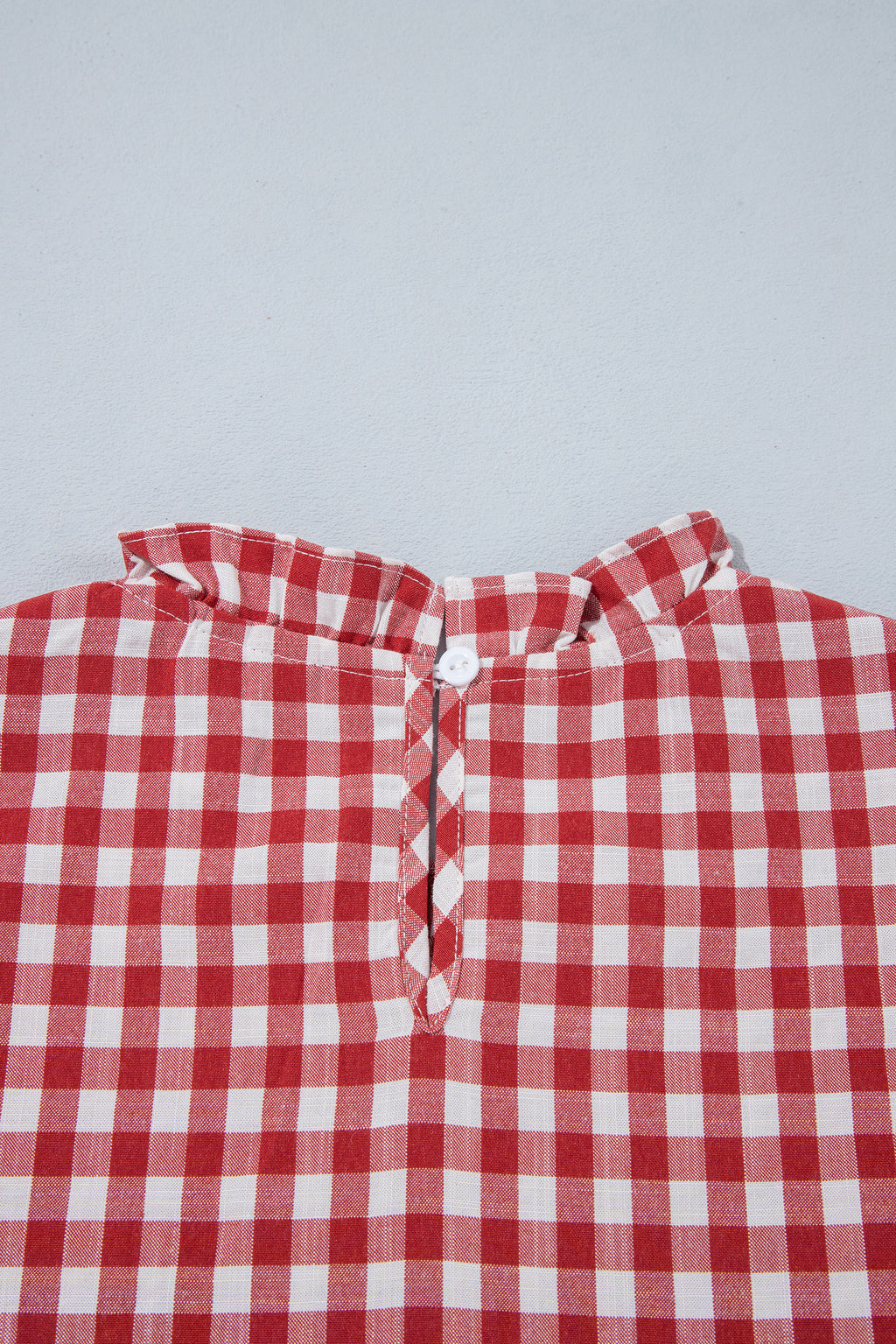 Top Peplum Marrón de Cuadros con Fruncido | Detallia