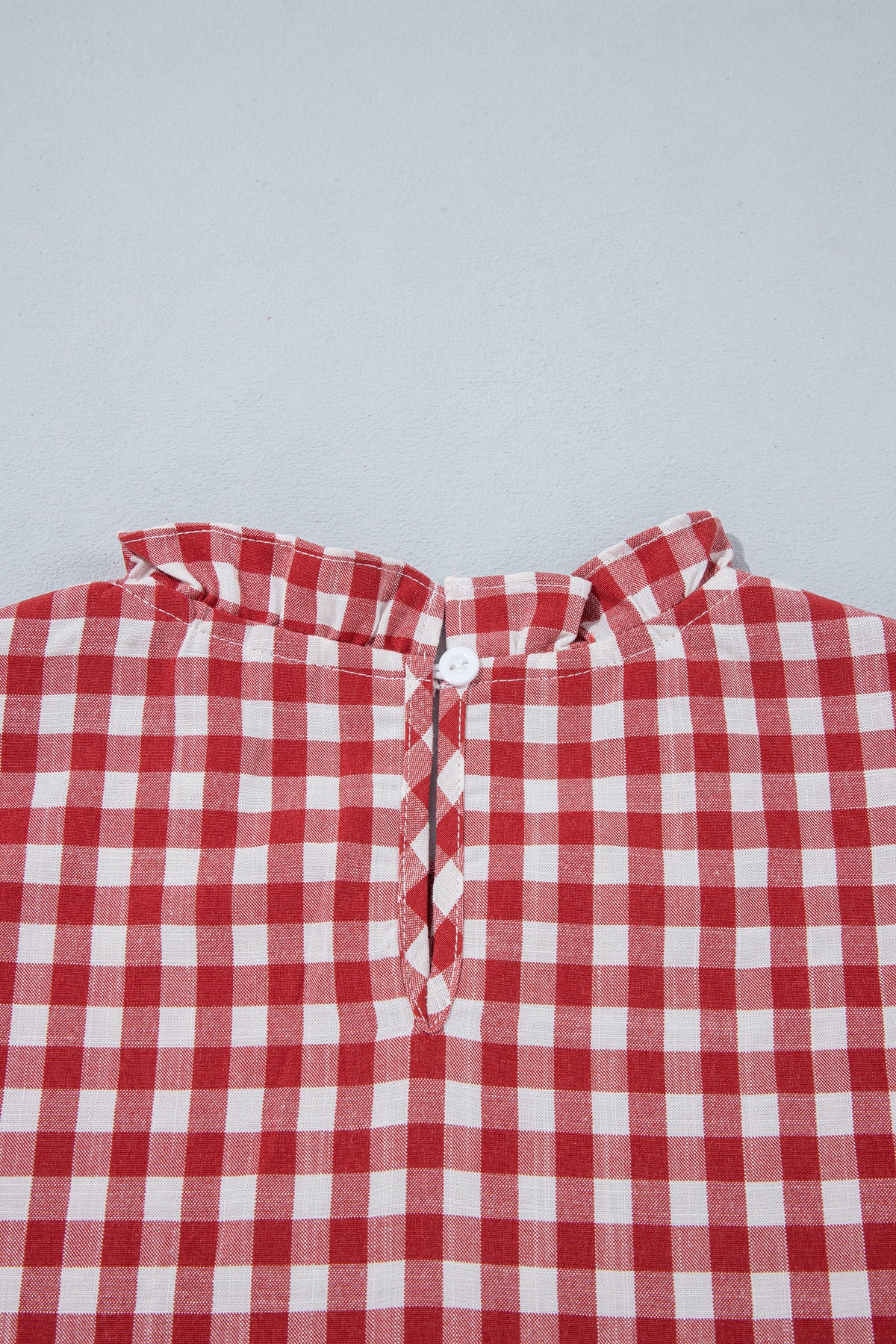 Top Peplum Marrón de Cuadros con Fruncido | Detallia