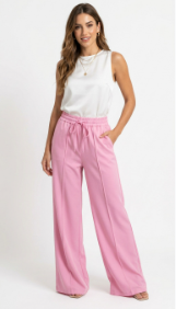 Pantalón casual de pernera ancha - Detallia