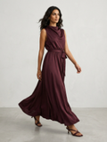 Vestido de noche satinado drapeado - Detallia