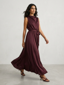 Vestido de noche satinado drapeado - Detallia